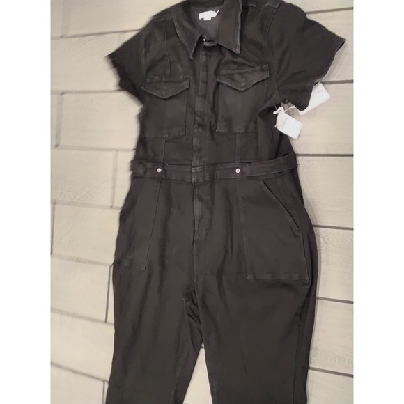 NWT GOOD AMERICAN Utility Jumpsuit Black Short Sleeve Belted Cargo 3XL - Picture 8 of 9